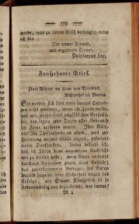 Funfzehnter Brief. Flora Richter an Frau von Thierbach