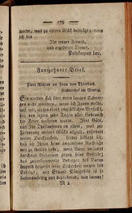 Funfzehnter Brief. Flora Richter an Frau von Thierbach