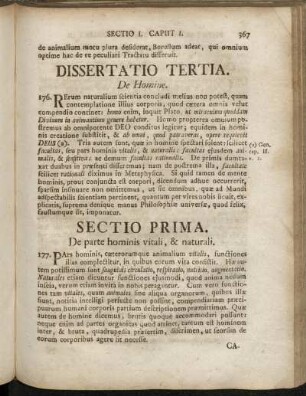Sectio Prima. De Parte hominis vitali, & naturali.