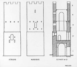 Havelberg, Dom St. Marien, Westriegel, Aufrisse und Schnitt