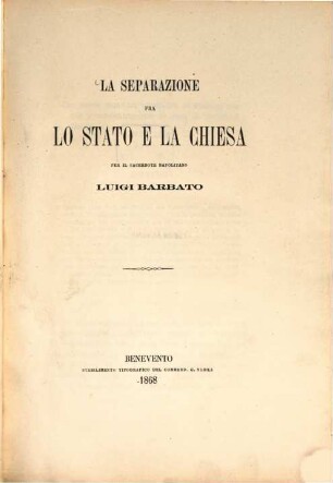 La separazione fra lo Stato e la Chiesa