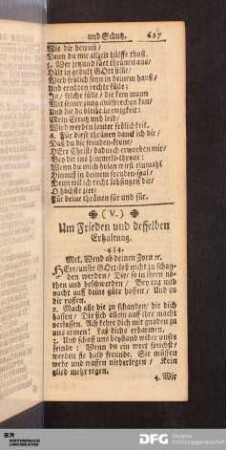 (V.) Um Frieden und desselben Erhaltung.