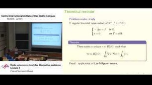 Finite volume methods, dissipative problems and long time behavior - Part 1 : Introduction to the finite volume method