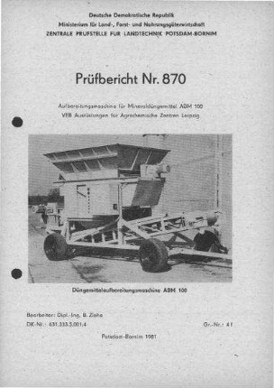 Aufbereitungsmaschine für Mineraldüngemittel ABM 100