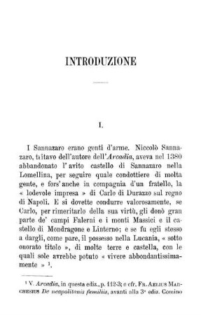 I. La famiglia del Sannazaro [ – ] Suo ritorno in patria