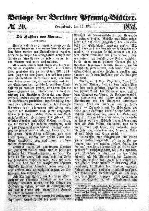 Beilage: No. 20, Sonnabend, den 15. Mai