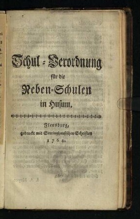 Schul-Verordnung für die Neben-Schulen in Husum