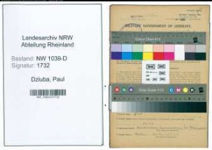 Entnazifizierung Paul Dziuba , geb. 07.08.1905 (Laborfachwerker)