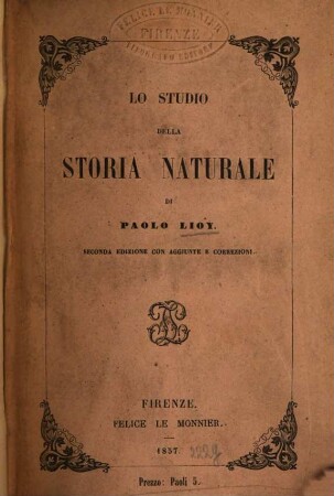 Lo studio della storia naturale di Paolo Lioy