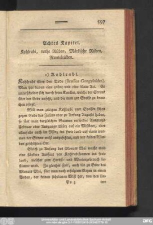 Achtes Kapitel. Kohlrabi, rothe Rüben, Märkische Rüben, Runkelrüben.