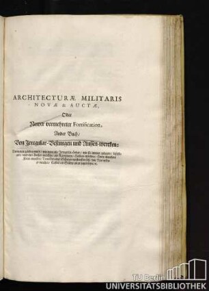 Das Ander Buch Der Fortification, Von Irregular-Vestungen und Aussen-wercken.