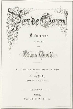 Titelblatt zu Klaus Groth "Voer de Goern"