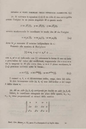 Intorno ai punti singolari delle superficie algebriche. [fortsetzung]