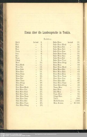 Etwas über die Landessprache in Tonkin
