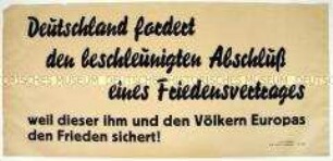 Maueranschlag mit Forderung nach Friedensvertrag