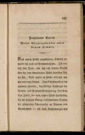 Funfzehntes Kapitel. Meine Morgengedanken unter freyem Himmel