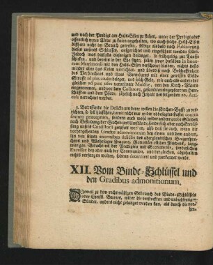 XII. Vom Binde-Schlüssel und den Gradibus admonitionum.