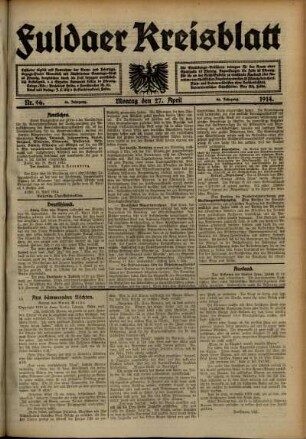 Ausgabe vom Montag, den 27. April 1914.