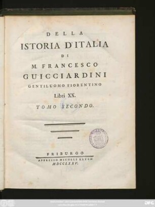 T. 2: Della Istoria D'Italia : Libri XX