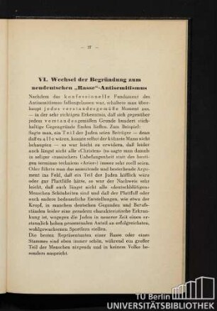 VI. Wechsel der Begründung zum neudeutschen "Rasse"-Antisemitismus