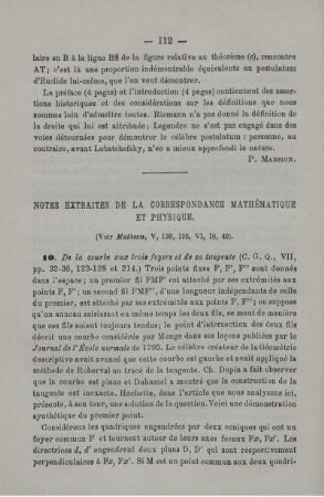 Notes extrites de la correspondance mathématique et physique.