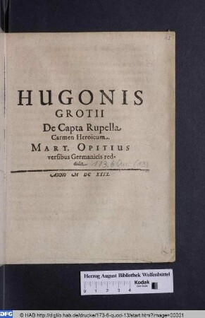 Hugonis Grotii De Capta Rupella Carmen Heroicum
