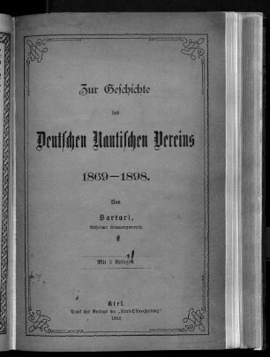Zur Geschichte des Deutschen Nautischen Vereins 1869 - 1898