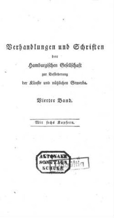 4.1793/94: Verhandlungen und Schriften der Hamburgischen Gesellschaft zur Beförderung der Künste und Nützlichen Gewerbe