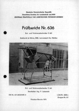 Erd- und Feinkrautabscheider E 641