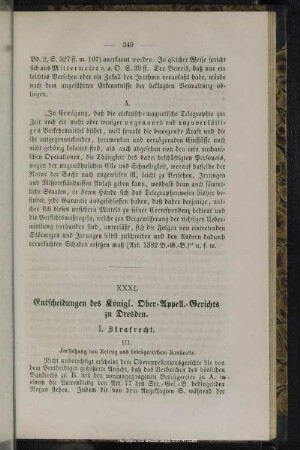 XXXI. Entscheidungen des Königl. Ober-Appell.-Gerichts zu Dresden