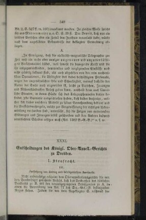 XXXI. Entscheidungen des Königl. Ober-Appell.-Gerichts zu Dresden