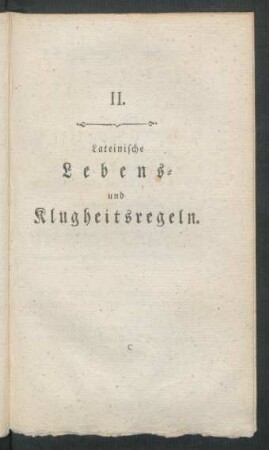 II. Lateinische Lebens- und Klugheitsregeln.