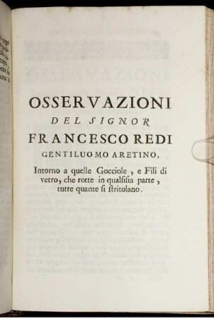 Osservazione Del Signor Francesco Redi