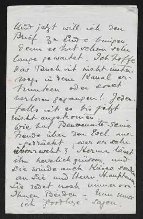 Brief von Ethel Mary Fiedler an Margarete Hauptmann