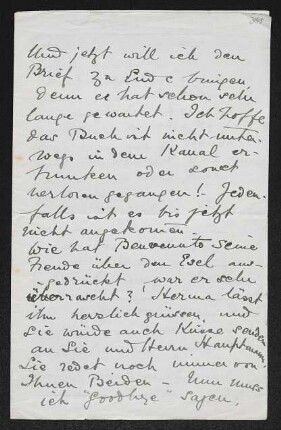 Brief von Ethel Mary Fiedler an Margarete Hauptmann