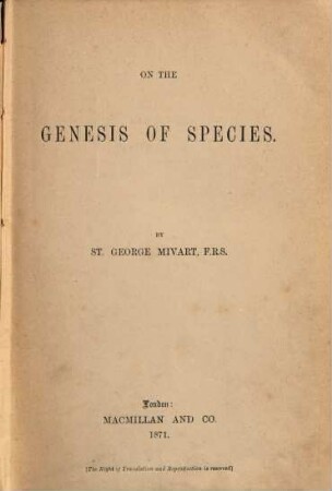 On the genesis of species
