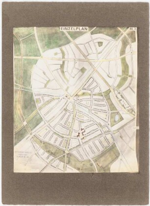 Wettbewerb Groß-Berlin 1910 Typ einer Kleinsiedlung Buckow Rudow: Grund- und Lageplan 1:2000