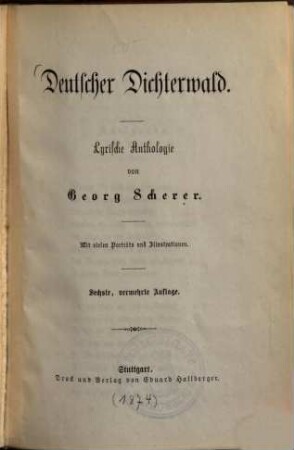 Deutscher Dichterwald : Lyrische Anthologie