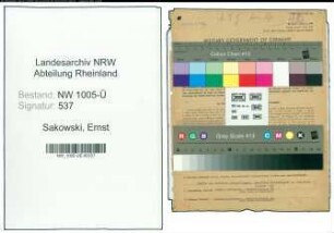 Entnazifizierung Ernst Sakowski , geb. 18.07.1894 (Karteifuehrer)