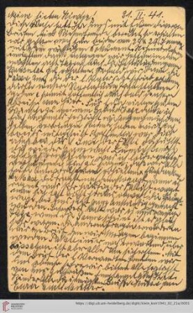 Korrespondenz von Alice und Ludwig Klein: Postkarte von Alice Klein an Max Klein und Susanne Klein