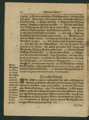 Der achte Articul.