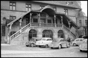 Fribourg: Treppenaufgang am Rathaus