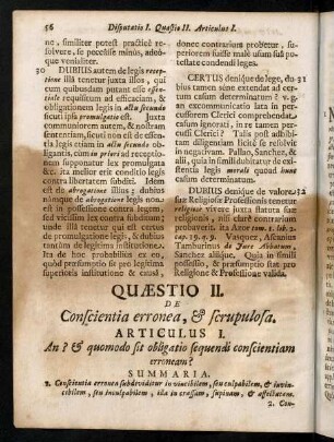 56-84, Quaestio II. De Conscientia erronea, & scrupulosa.