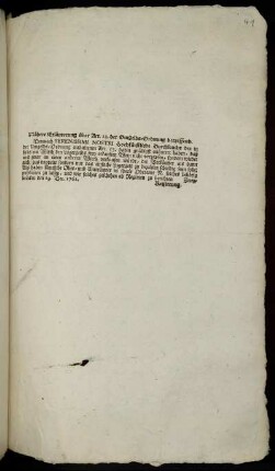 Nähere Erläuterung über Art. 13. der Omgelds-Ordnung betreffend : Zweybrücken den 29. Dec. 1761.