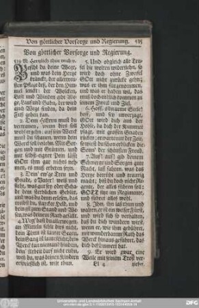 Von göttlicher Vorsorge und Regierung.