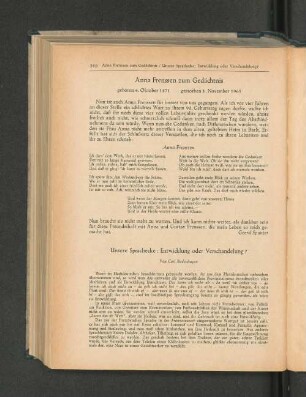 Anna Frenssen zum Gedächtnis.