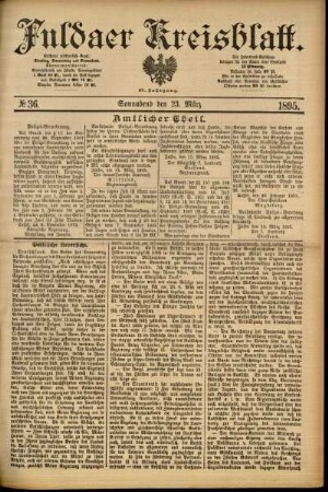 Erste Ausgabe vom Samstag, den 23. März 1895.