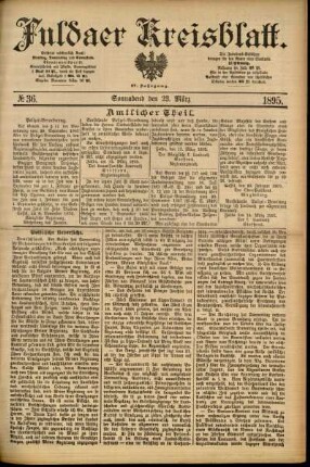 Erste Ausgabe vom Samstag, den 23. März 1895.