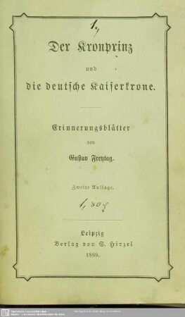 Der Kronprinz und die deutsche Kaiserkrone : Erinnerungsblätter