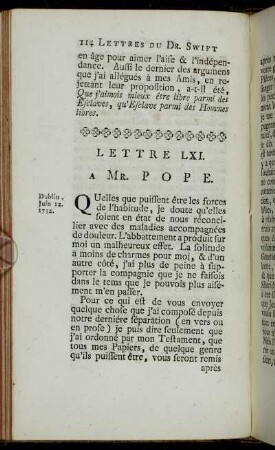 Lettre LXI. - Lettre LXX.